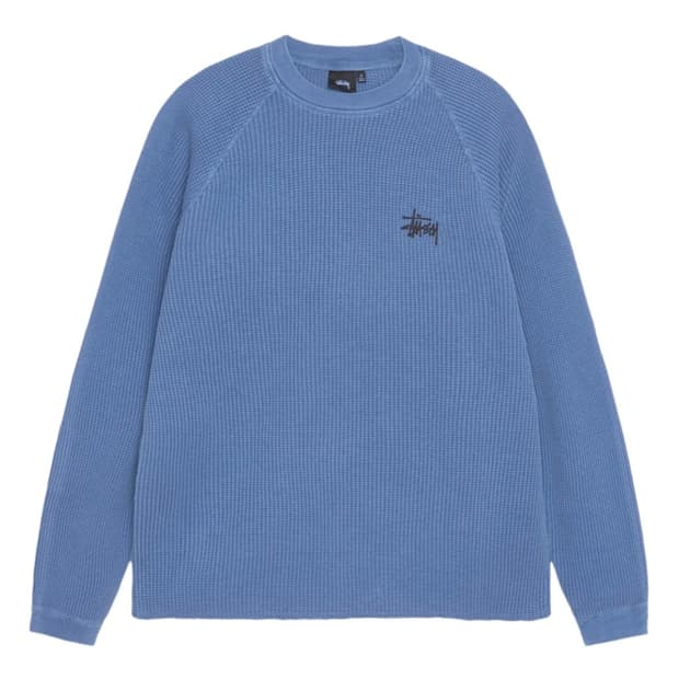 스투시 래글런 써멀 롱슬리브 크루 블루 L