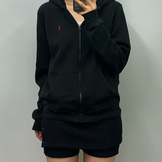 폴로 랄프로렌 QR 신형 블랙 후드집업