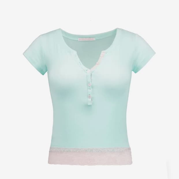 키키 키야착용/당일배송) 포어링 베이비 파우더 레이스 티 민트 m사이즈