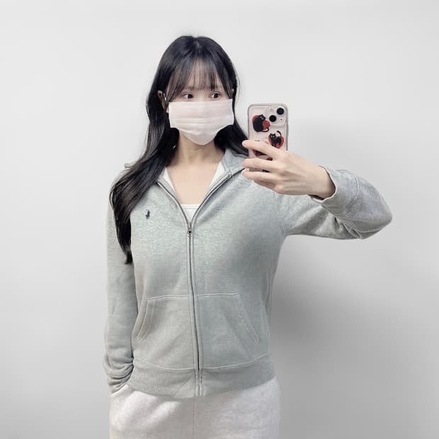 폴로 랄프로렌 포니 로고 후드집업 그레이