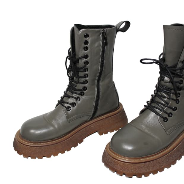 Unknown 레더 레이스업 부츠