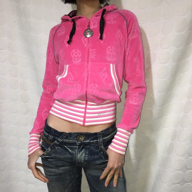 저스트 카발리 핑크 후드 저지