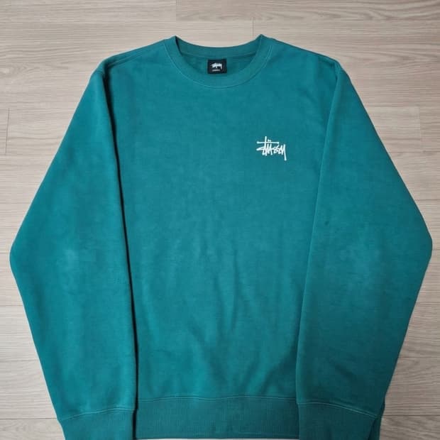 정품 스투시 베이직 로고 맨투맨 그린 XL