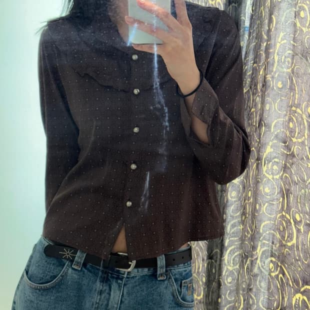 Vintage 에스닉 오리엔탈 브라운 블라우스