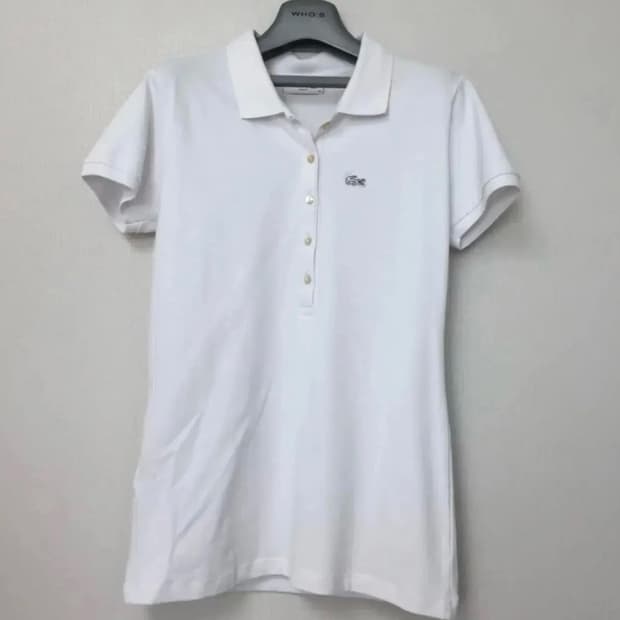 새상품 라코스테 정품 여성 슬림핏 카라 반팔티 화이트