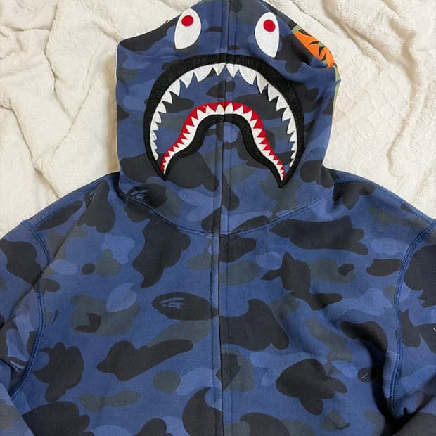 베이프 샤크 후드집업 남색 S