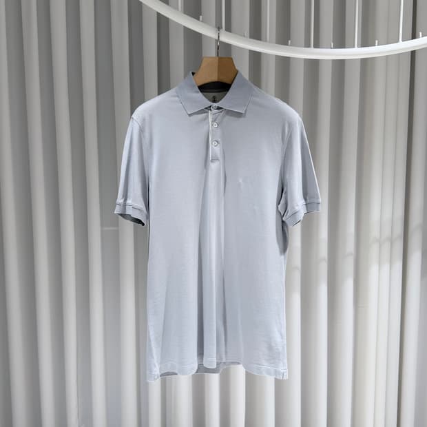 (A+/L) / 브루넬로쿠치넬리 슬림핏 폴로 카라 코튼 반팔 티셔츠