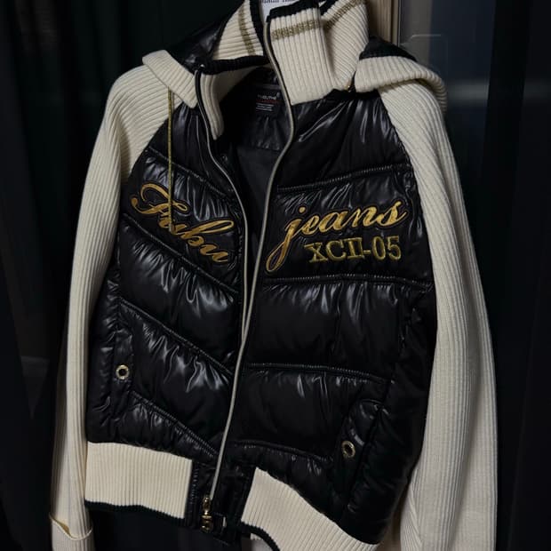 FUBU 니트 크롭 패딩 갸루 빈티지  큐빈