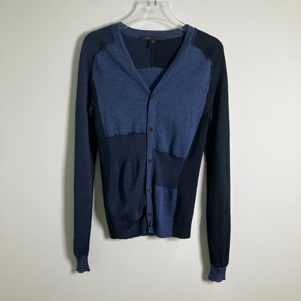 마크제이콥스 블루 패치워크 브이넥 가디건 S