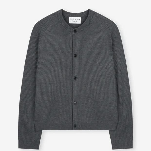 비슬로우X데릭 크루넥 숏 가디건 차콜