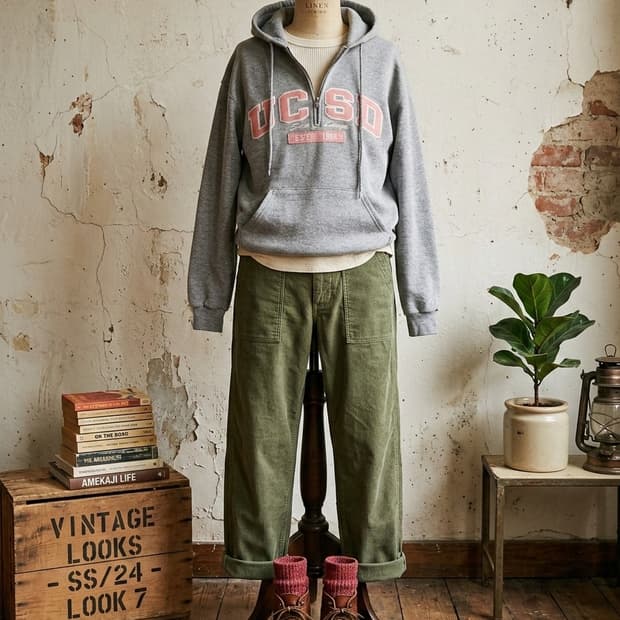 러셀 애슬레틱 하프집업 후디