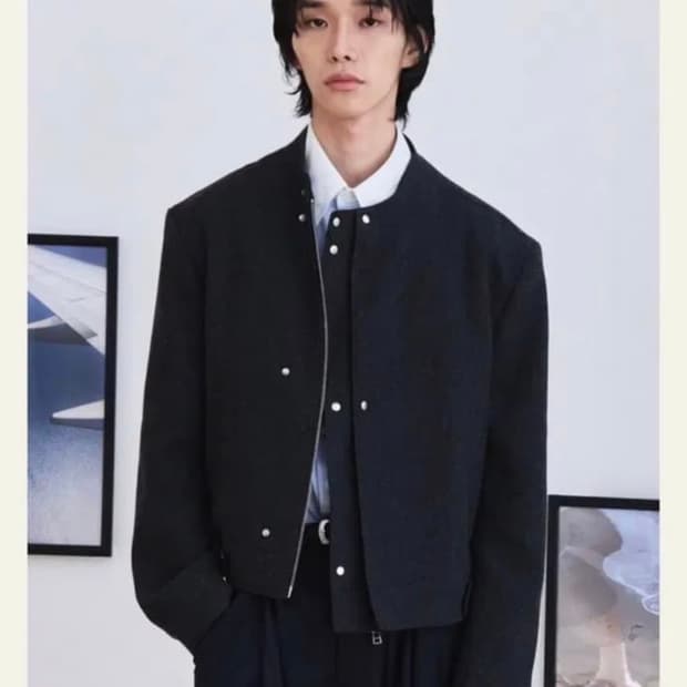 웨이비니스 울 레이서자켓 차콜 2사이즈