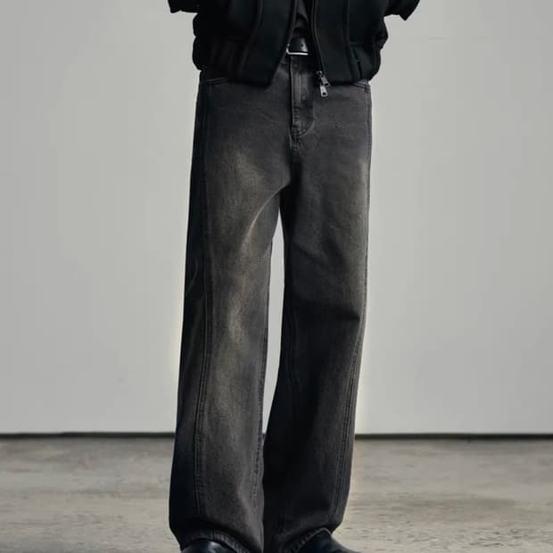 웨이비 커브드 와이드 데님 팬츠 [새상품]