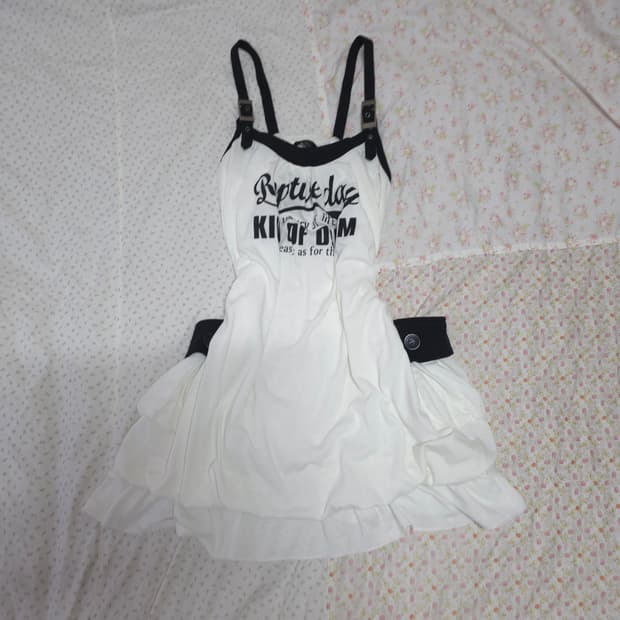 펑크 레터링 슬리브리스 벌룬 원피스 y2k 매드펑크 고스