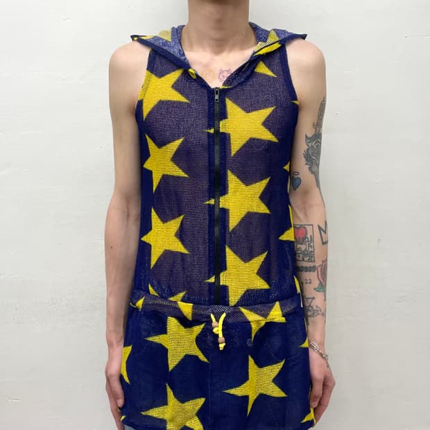 yellow star strap skirt hood sleeveless