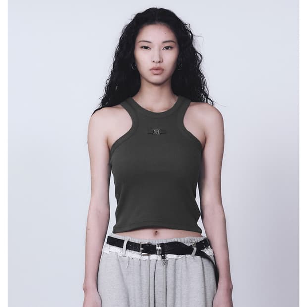 트리밍버드 메탈 로고 슬리브리스 차콜