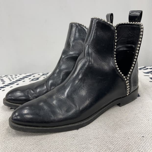 자라 ZARA 블랙 찡 앵클부츠 245 X00063
