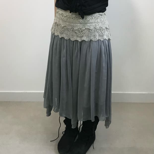 빈티지 레이스 샤 스커트