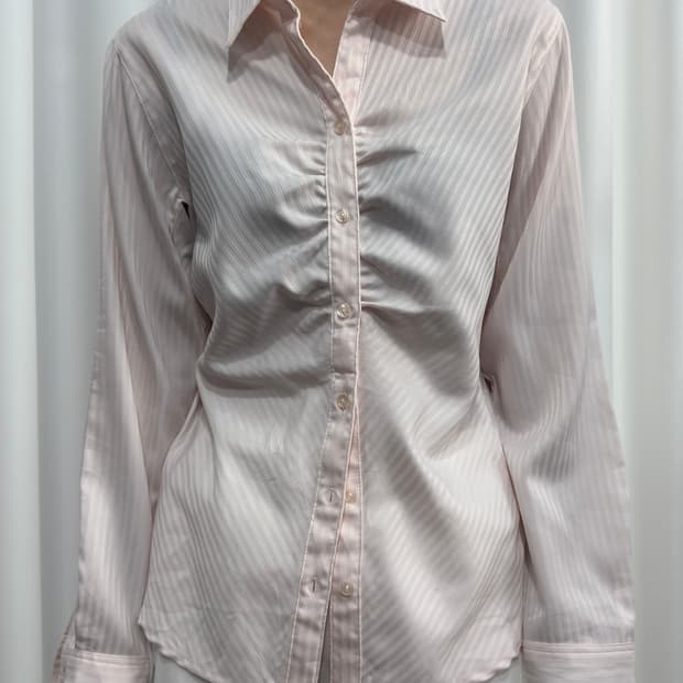 pink line shirring shirt