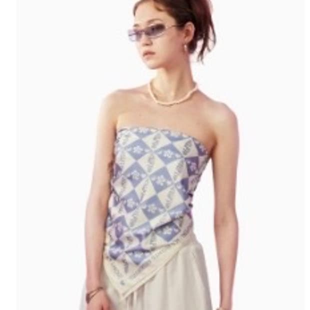 스컬프터 satin checkerboard big Scarf 