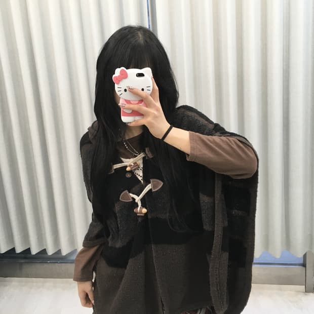 빈티지 토글 판초 후드케이프