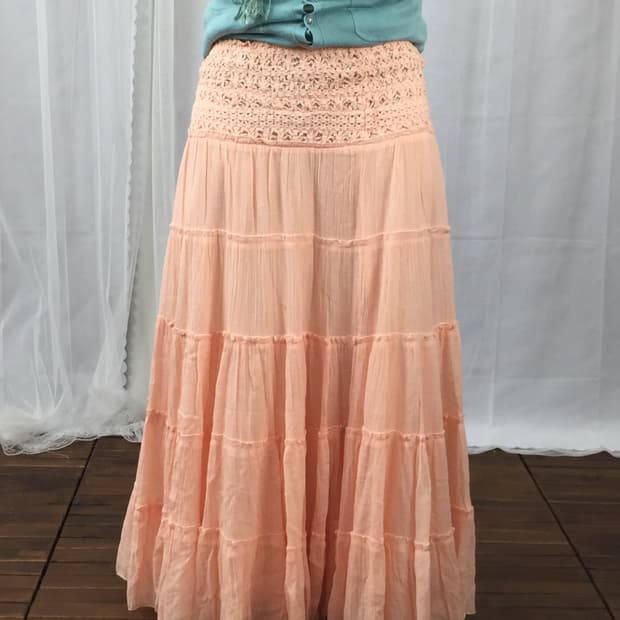 Jpn Peach Tiered Cotton Skirt