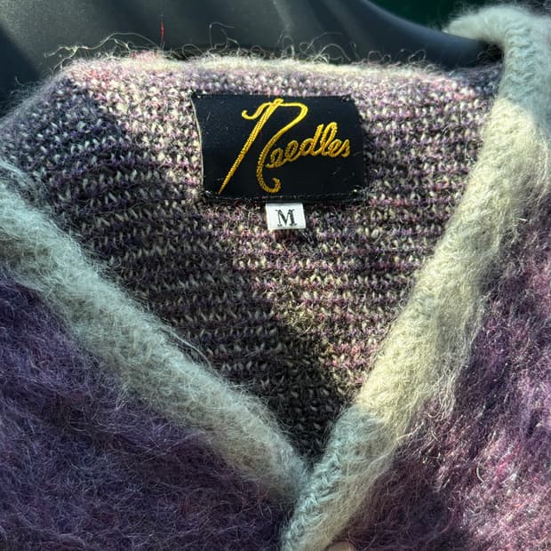 Needles 니들스 모헤어 가디건 퍼플 아가일 