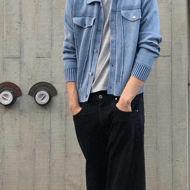 Heai 워시드 트러커 니트 가디건 남자100~105