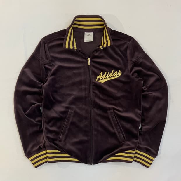 아디다스 y2k 딱붙핏 벨루어 벨벳 져지 퍼플 브라운