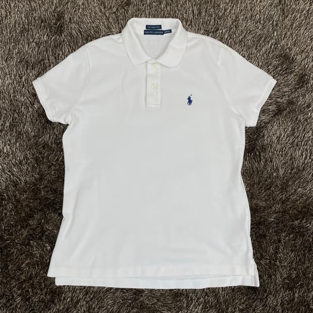 랄프로렌 Ralph Lauren 화이트 스키니핏 반팔 카라티 L