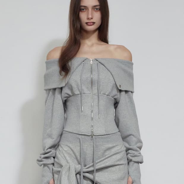 보헤미안서울 CORSET OFF-SHOULDER ZIP-UP 그레이