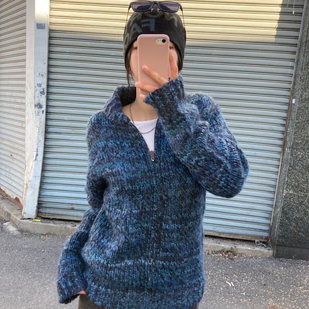 알파카 니트 집업