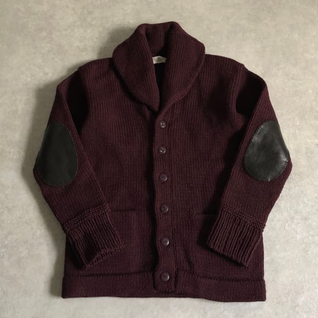 피그벨 레더패치 숄카라 가디건