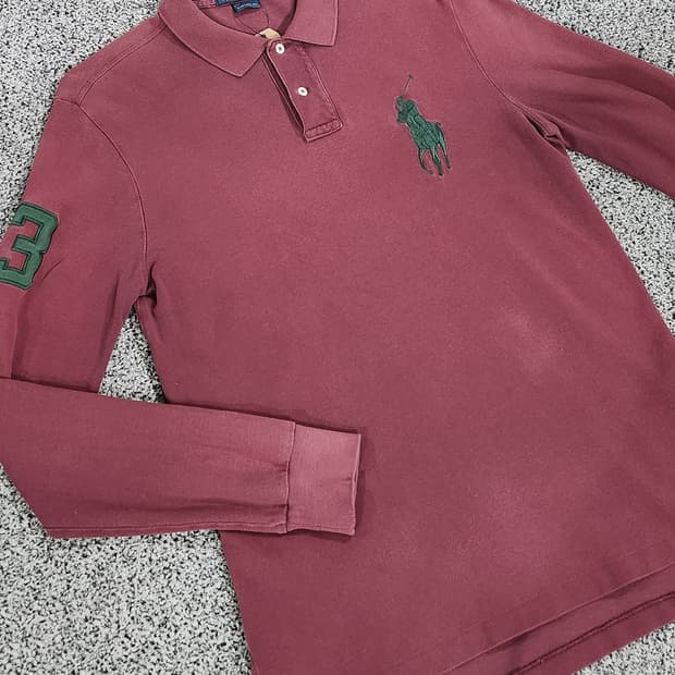 버건디 컬러 빅포니 폴로 긴팔 카라티 