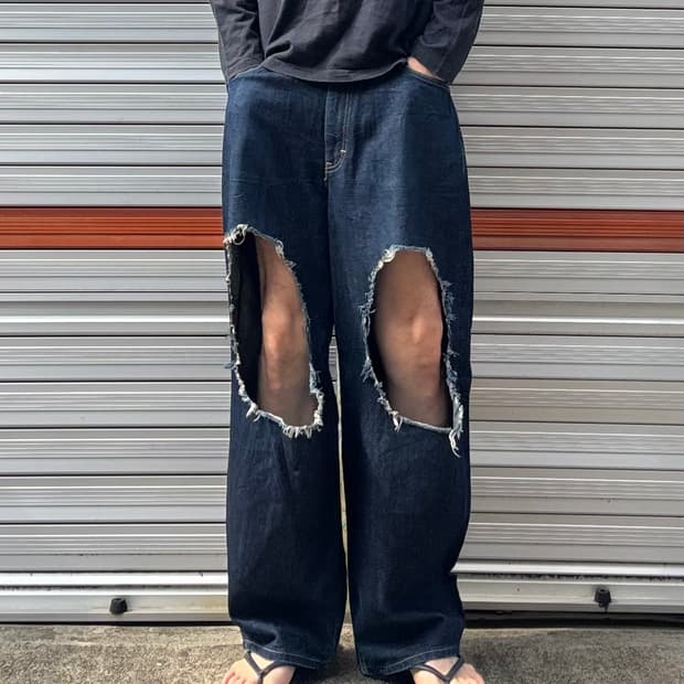일본 리 슈퍼사이즈 와이드 데님 팬츠