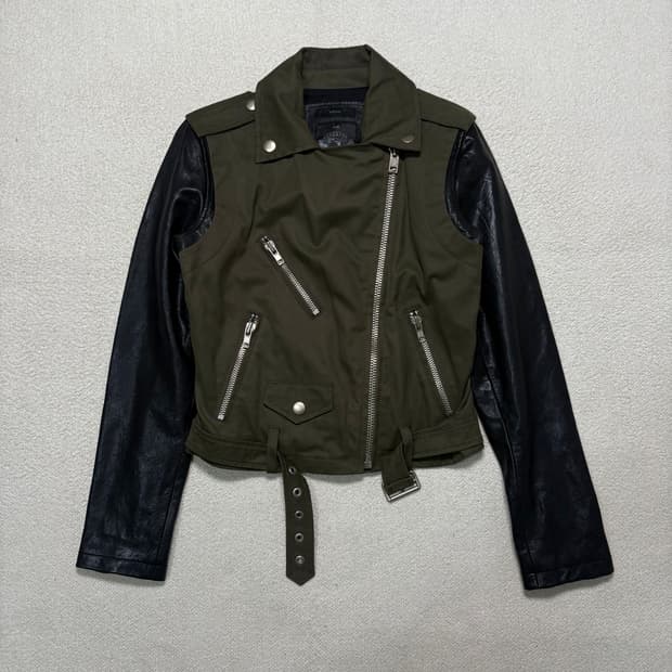 Diesel 디젤 바이커 램스킨 크롭 레더 자켓