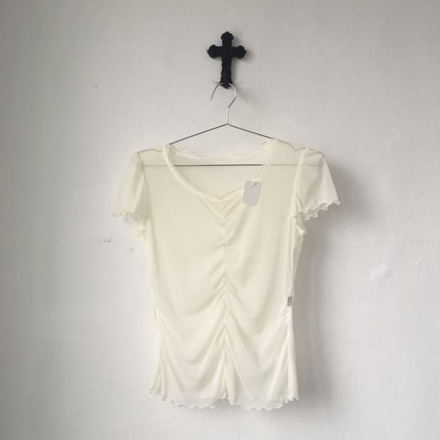 Shirring point see through top