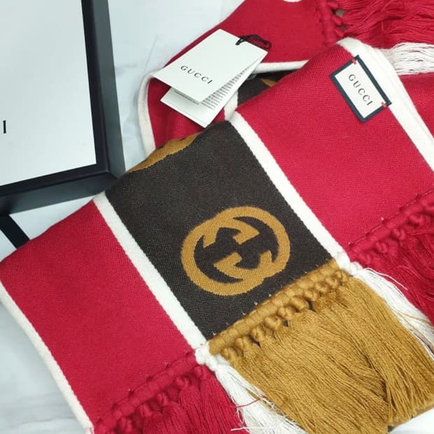 구찌 GG 인터로킹 투톤 울 머플러(보증서, 박스 포함)