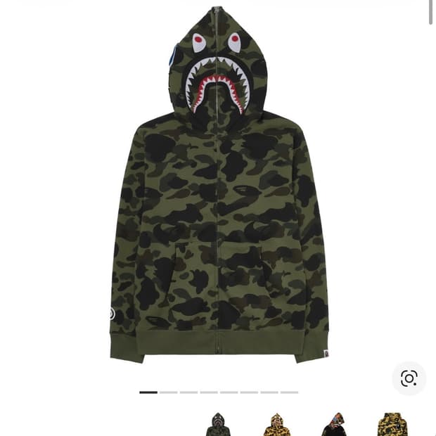 베이프 퍼스트 카모 샤크 풀 집 후드 아미 그린
