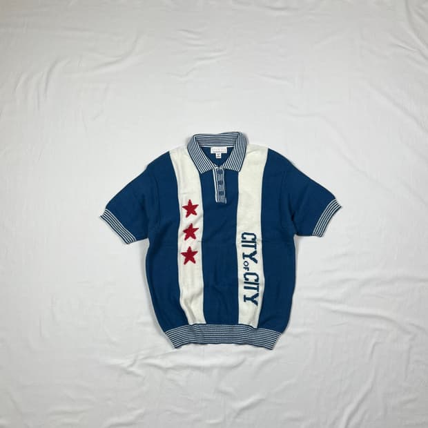 90‘s 빈티지 city of city 반팔 피케 니트