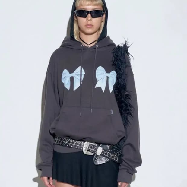 스컬프터 리본 후드티 m