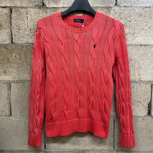 폴로 랄프로렌 핑크 케이블 니트 