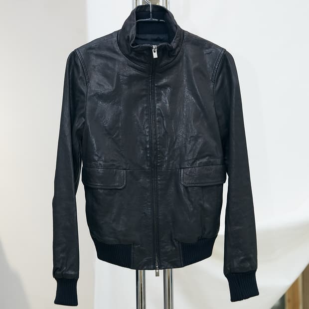 High Neck Lambskin Bomber Jacket