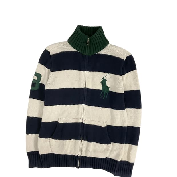 폴로 빅포니 니트 스트라이프 집업