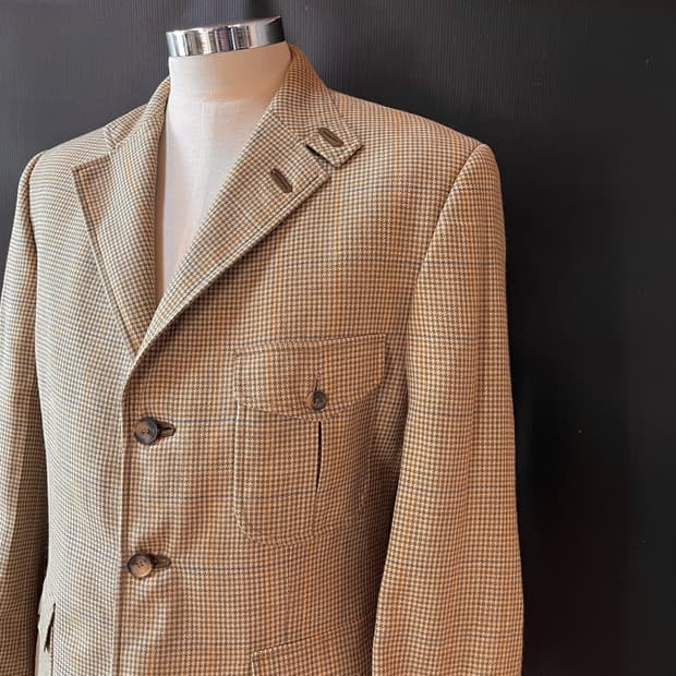 울 실크 린넨 혼방 DAKS London 본사 라인 헌팅자켓  50S