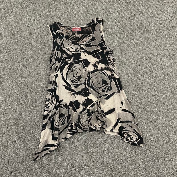 2)Japanese vintage 여성 플라워 패턴 그런지 나시