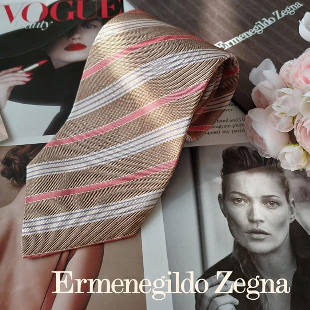 에르메네질도 제냐 실크 스트라이프 넥타이 9.2cm A+등급 A18887