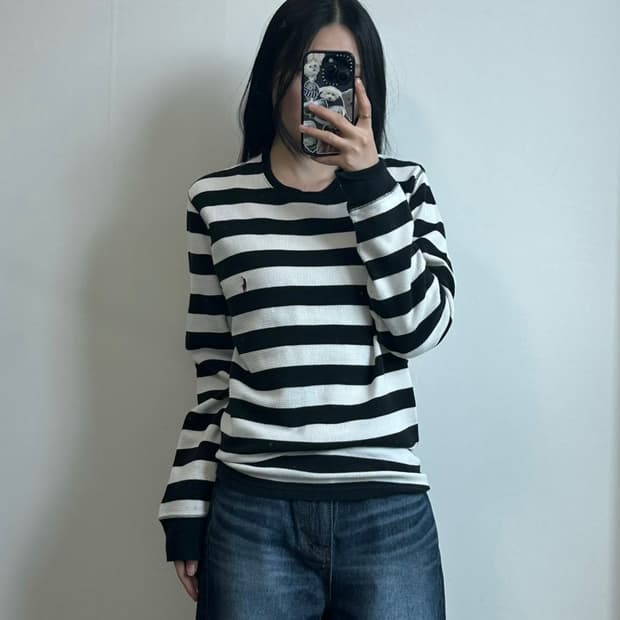 폴로 랄프로렌 신형 스트라이프 오래오배색 와플 니트