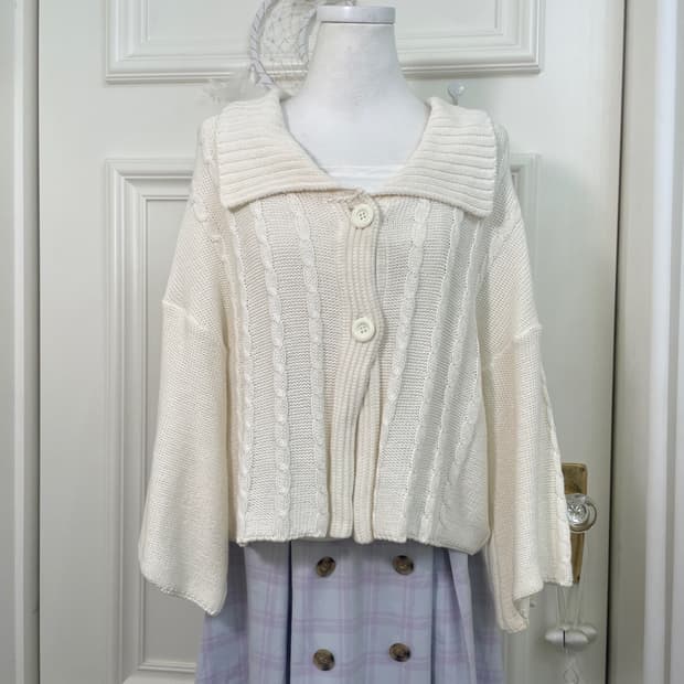 ivory twist collar crop cardigan