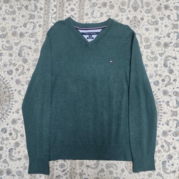 타미힐피거 브이넥 니트 그린 L